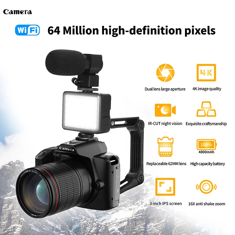 dual camera High definition 64 million pixels Wifi DSLR camera Beauty Digital Camera Night vision camera