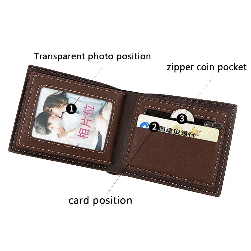 Short Men Wallets Zipper Coin Pocket Slim Card Holders