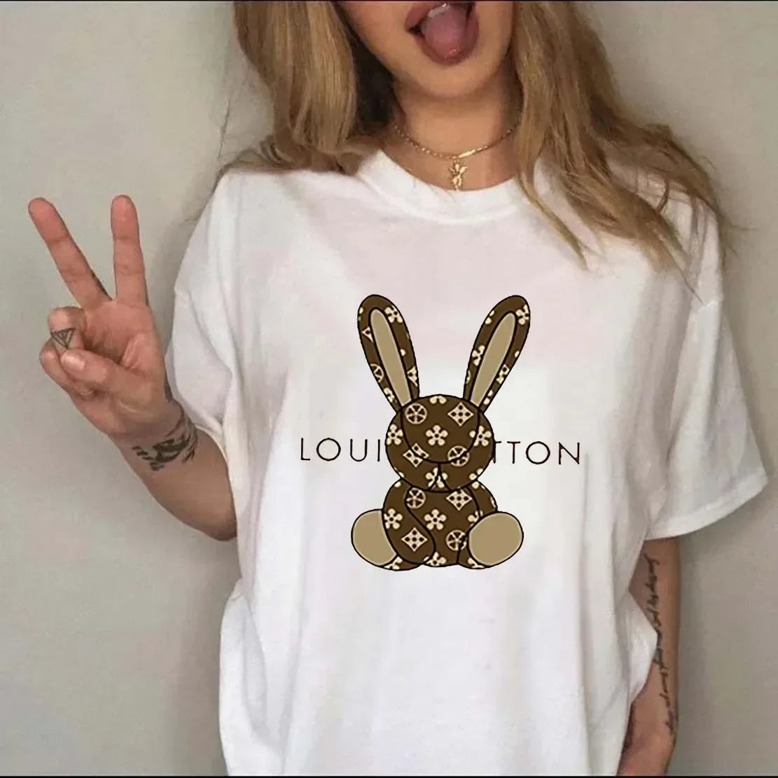 Cartoon Luxury Brand Printed Women T-shirt