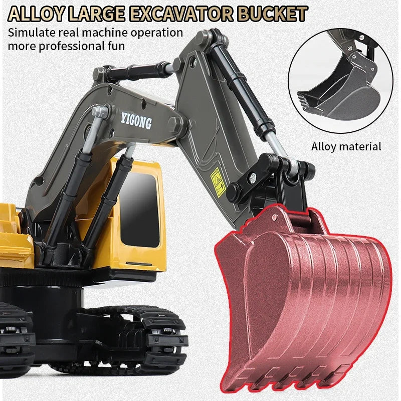 New Remote Control Excavator Dump Truck RC Model Car Toy Professional Alloy Plastic Simulation Construction Vehicle for Kid