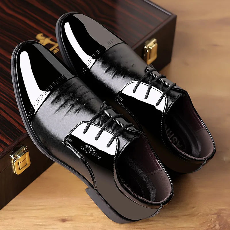 Men Dress Shoes Patent Leather Oxford Shoes