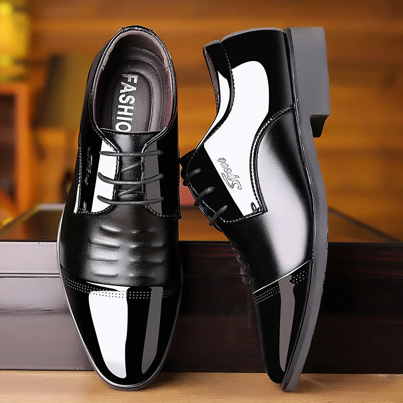 Men Dress Shoes Patent Leather Oxford Shoes