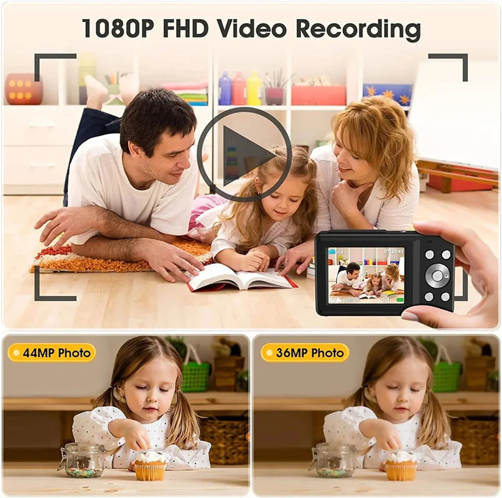 Digital Camera FHD 1080P 44MP Camera 16X Zoom Anti Shake Waterproof Compact Portable Camera For Students Boys Girls DC403