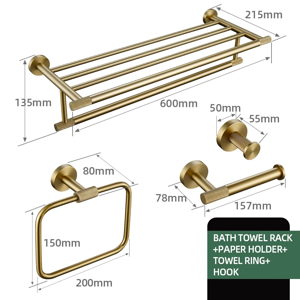 Brushed Gold Bathroom Towel Bar