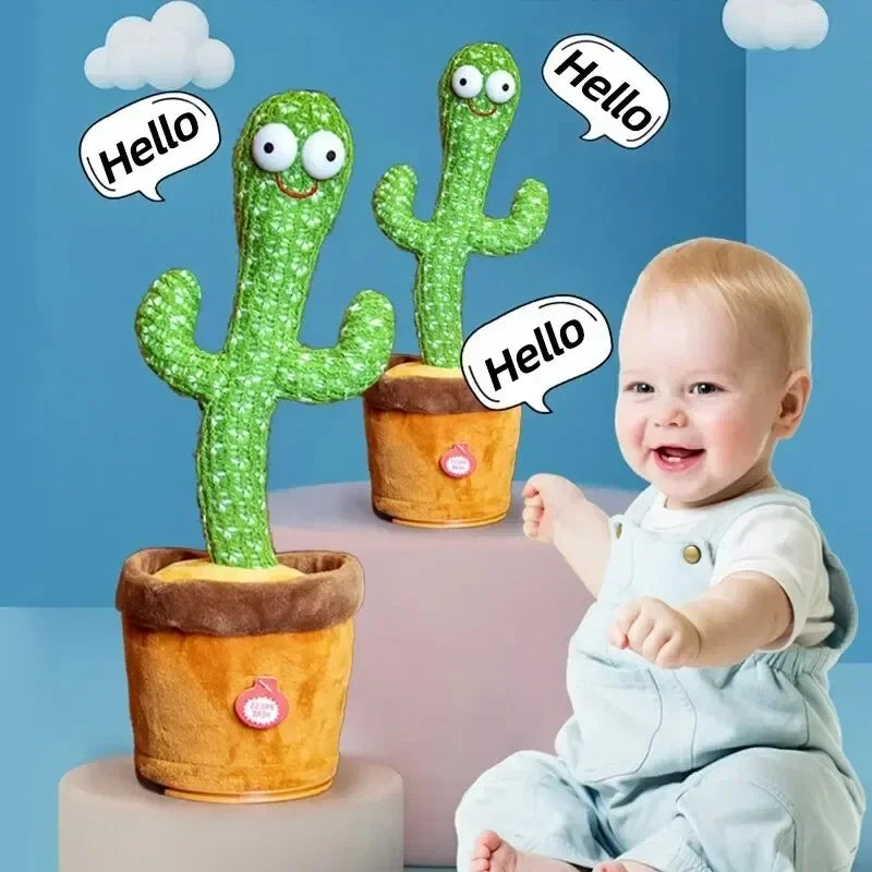 Dancing Cactus Toy Repeat Talking 120 Songs Wriggle Dancing Sing Toy Talk Plushie Stuffed Toys for Baby Adult Christmas Gift