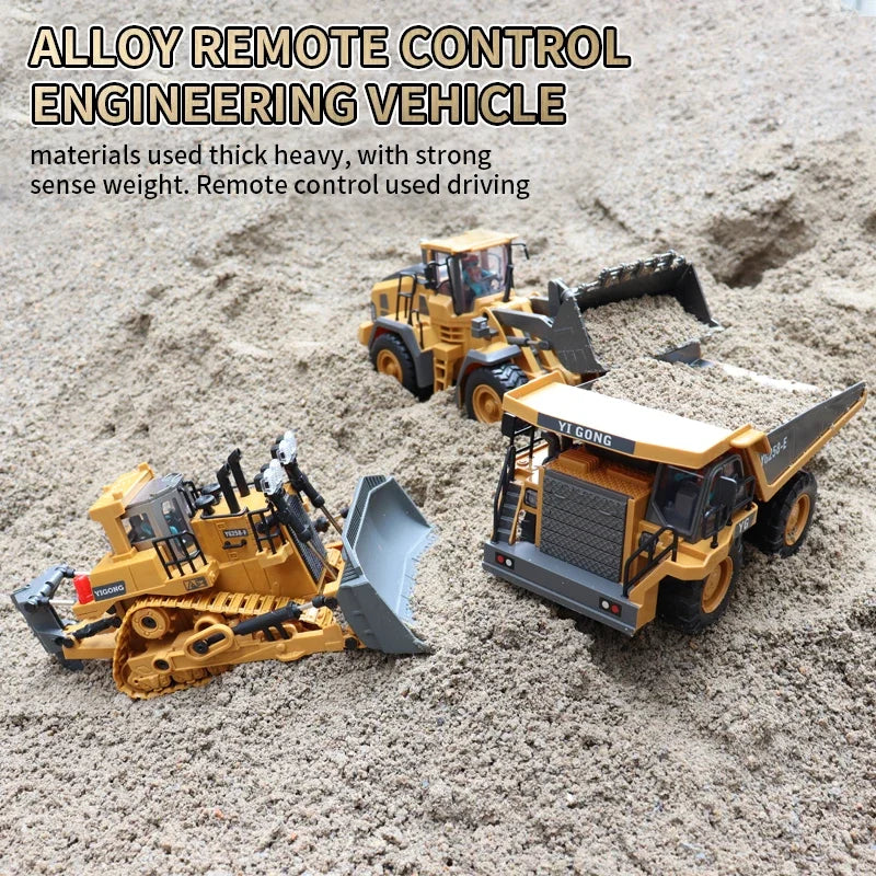 New Remote Control Excavator Dump Truck RC Model Car Toy Professional Alloy Plastic Simulation Construction Vehicle for Kid