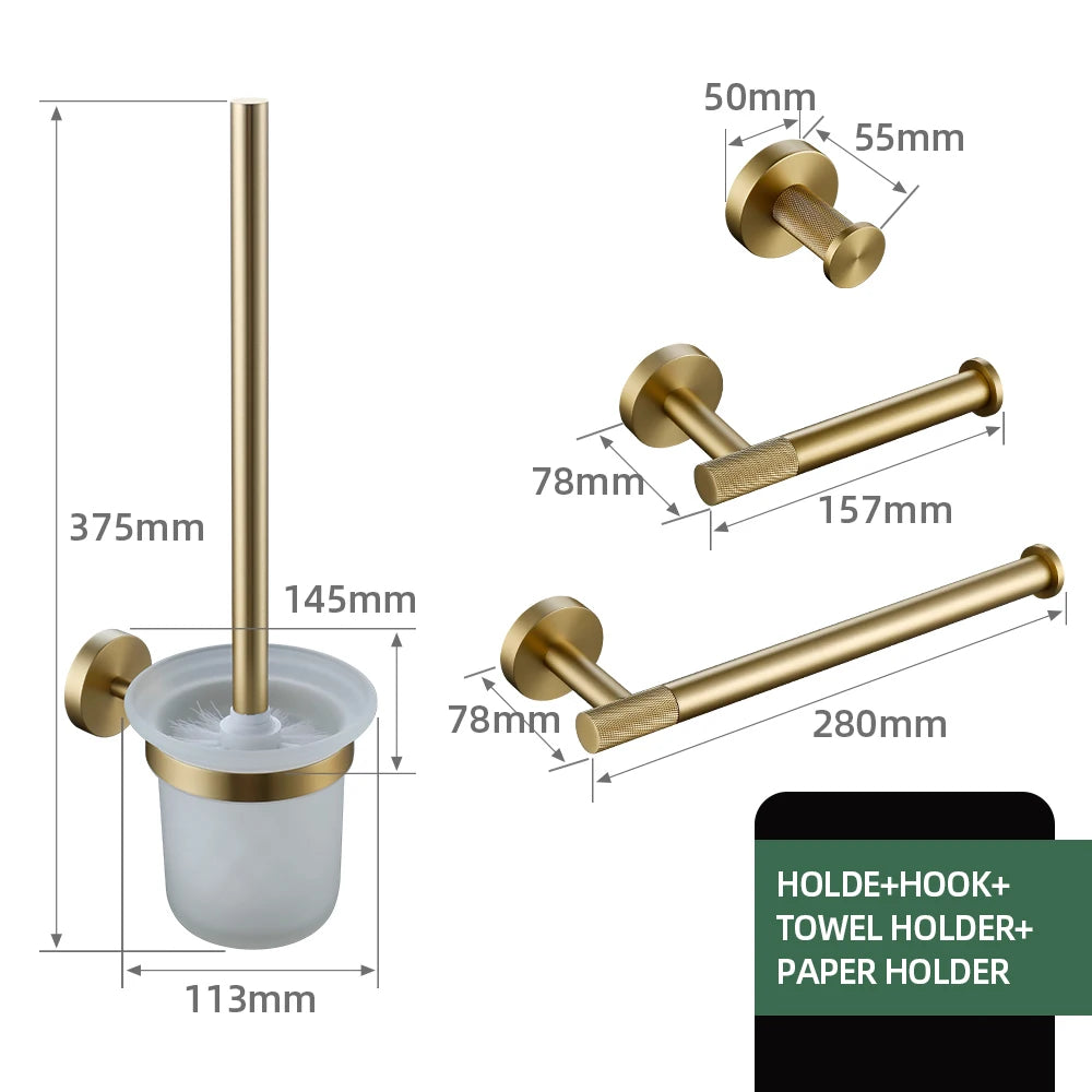 Brushed Gold Bathroom Towel Bar