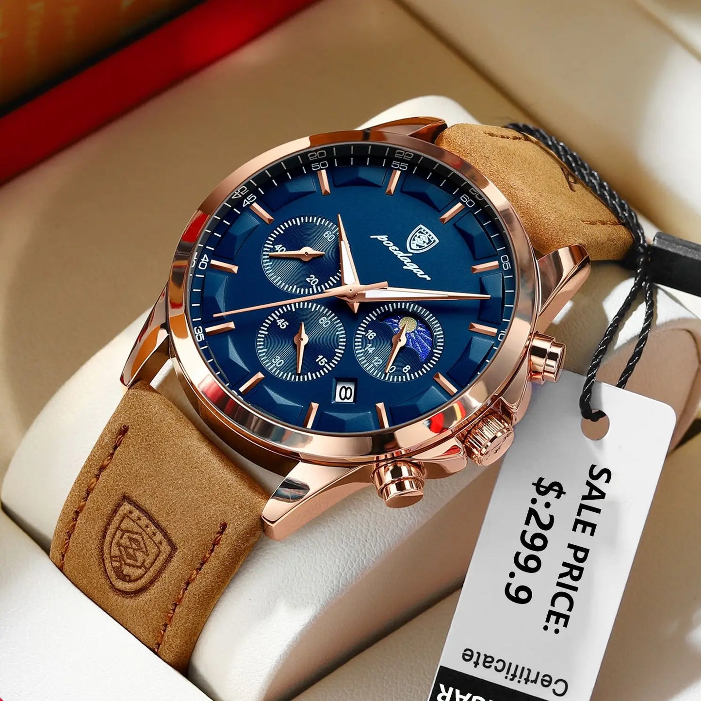 POEDAGAR Men Quartz Watch Luxury Sports Waterproof