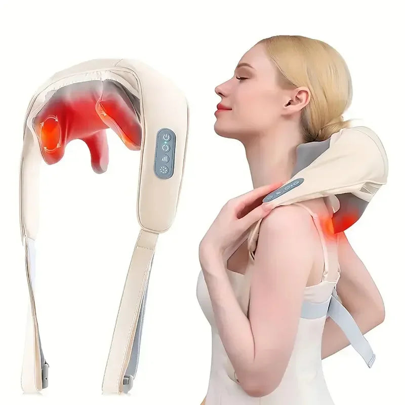 Electric Neck Massager Wireless Health Care Neck Shoulder Kneading 3D Massage Pillow Cervical Back Muscle Relaxing Massage Shawl