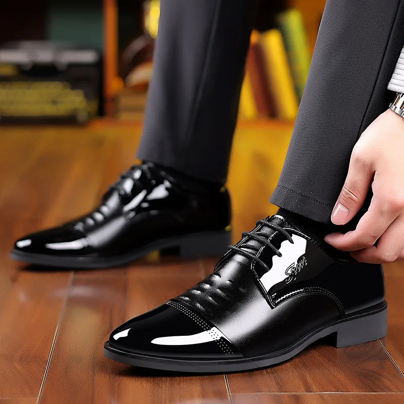 Men Dress Shoes Patent Leather Oxford Shoes