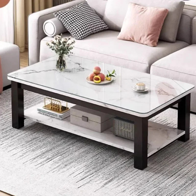 Low Square Black Coffee Table Luxury Modern Design Marble