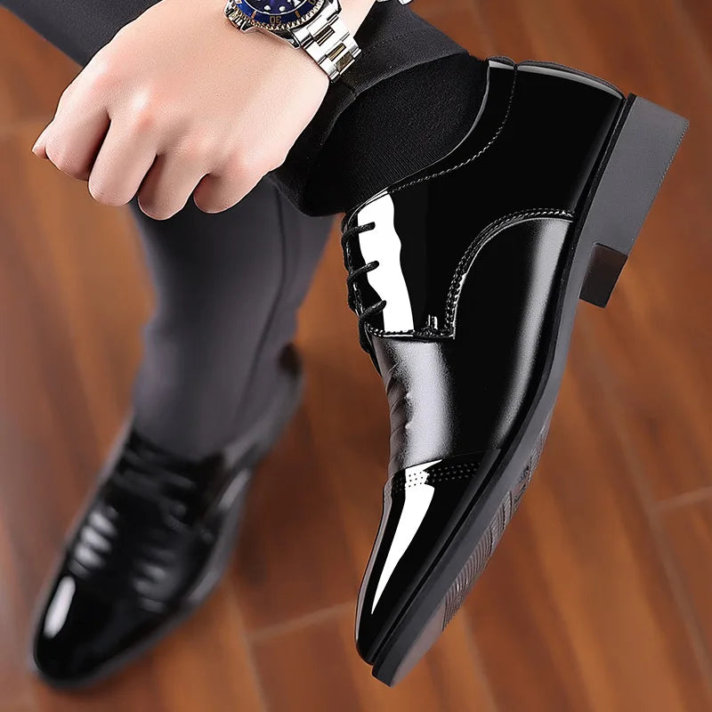 Men Dress Shoes Patent Leather Oxford Shoes