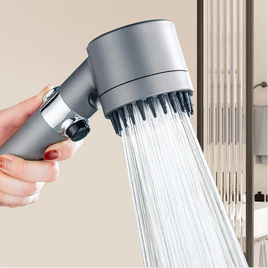 Massage Spa Pressurized Shower Head 3 Modes High Pressure Filter Rainfall Shower One-Key Stop Spray Nozzle Bathroom Accessories