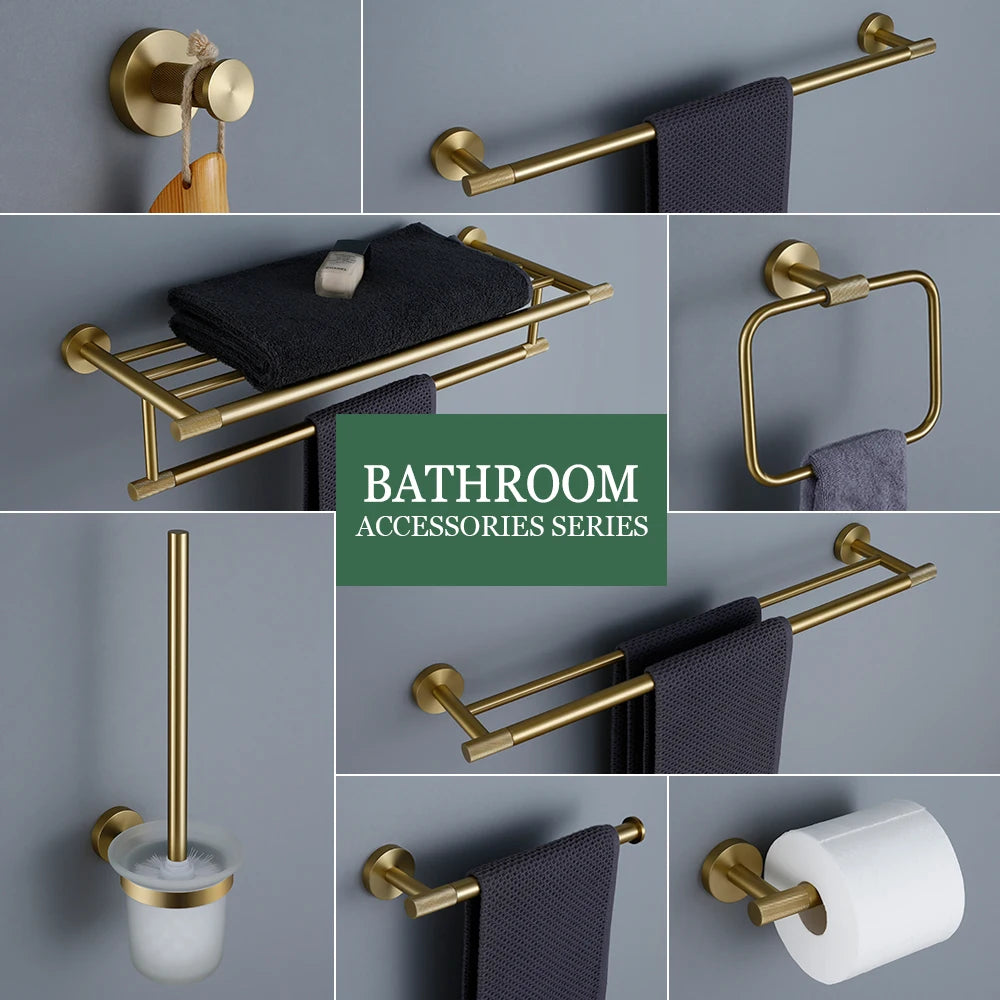 Brushed Gold Bathroom Towel Bar