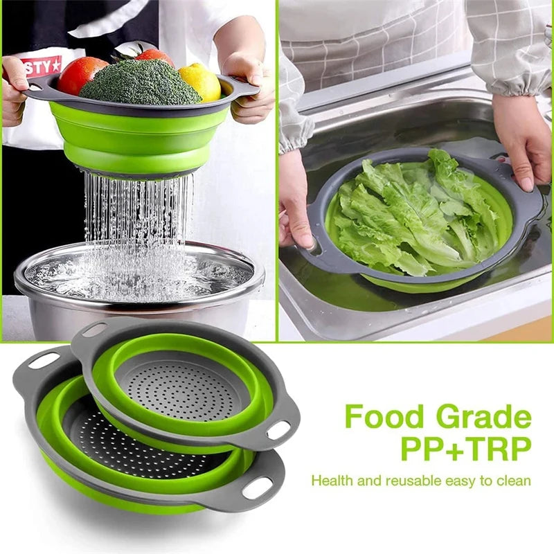 Silicone Folding Drainer Basket Fruit Vegetable Foldable Colander