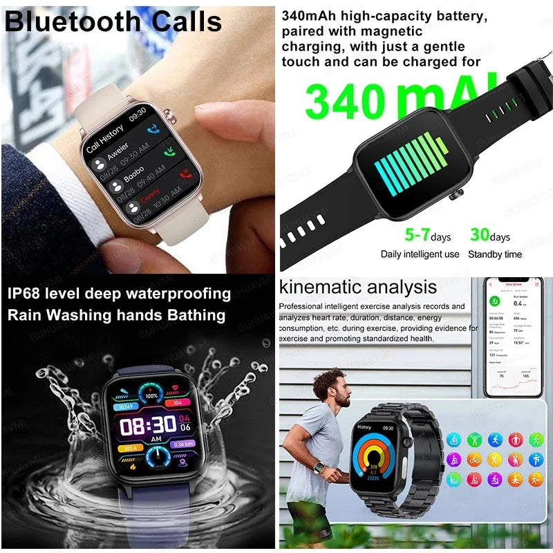 New ECG+PPG Uric Acid Non-Invasive Blood Glucose Smartwatch Men Bluetooth Call Heart Rate Blood Pressure Smart Watch