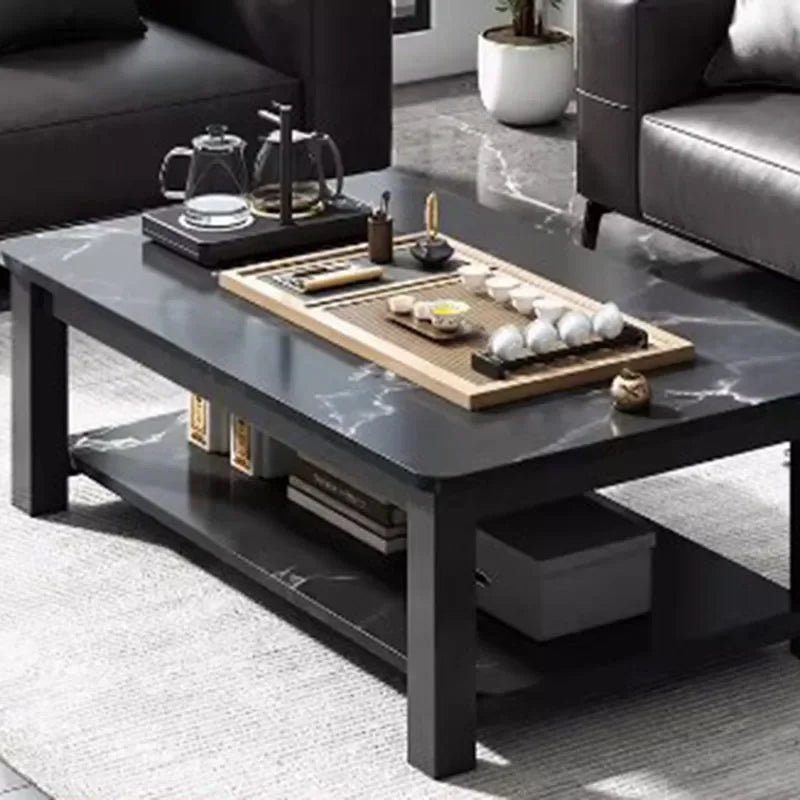 Low Square Black Coffee Table Luxury Modern Design Marble