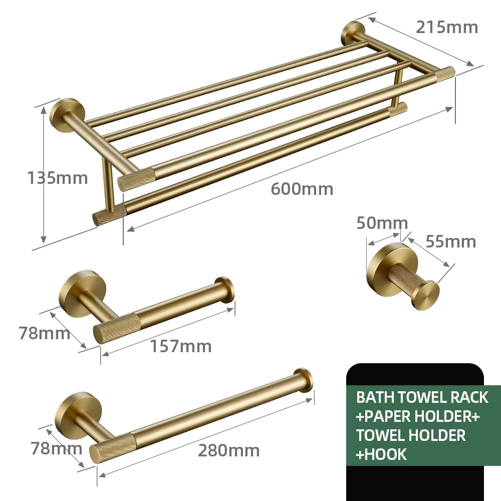 Brushed Gold Bathroom Towel Bar