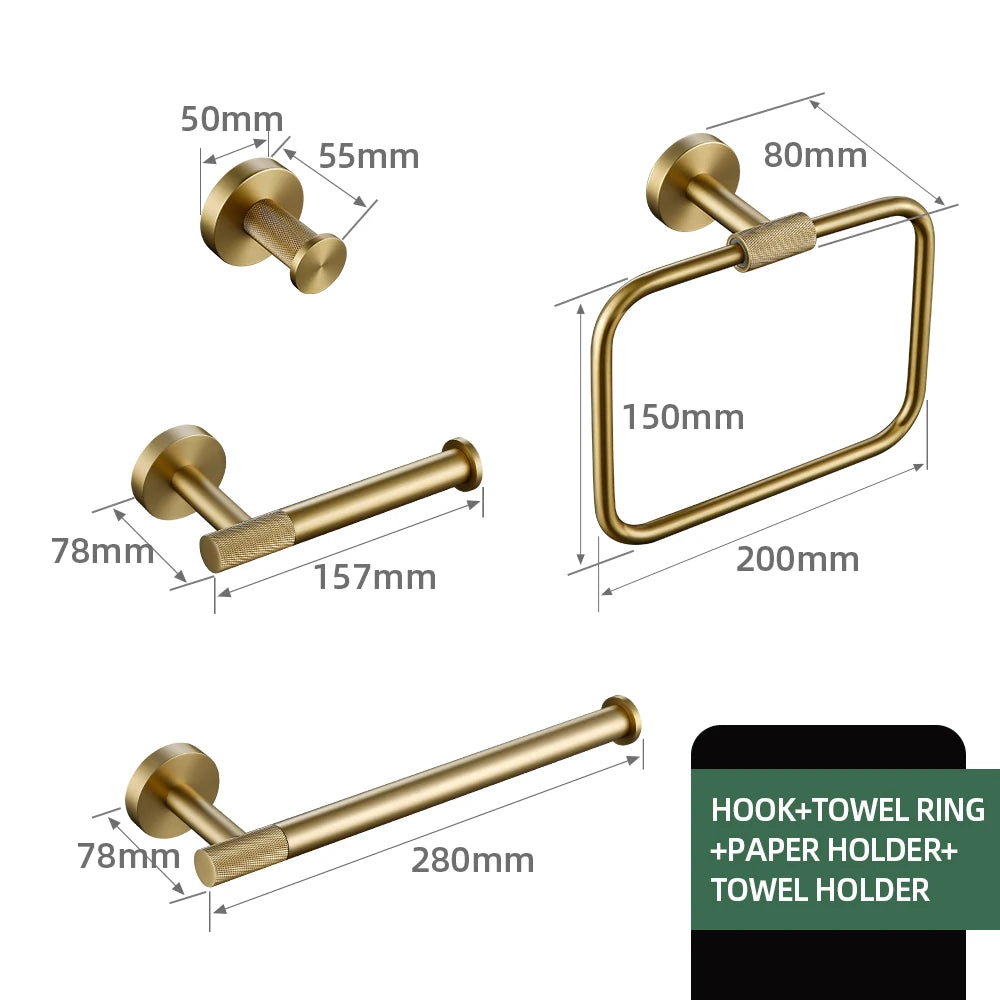 Brushed Gold Bathroom Towel Bar