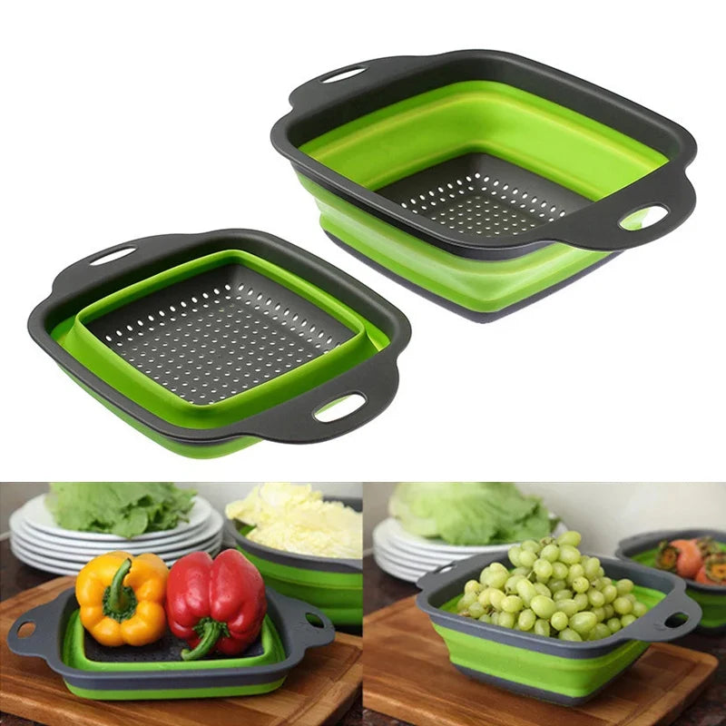 Silicone Folding Drainer Basket Fruit Vegetable Foldable Colander