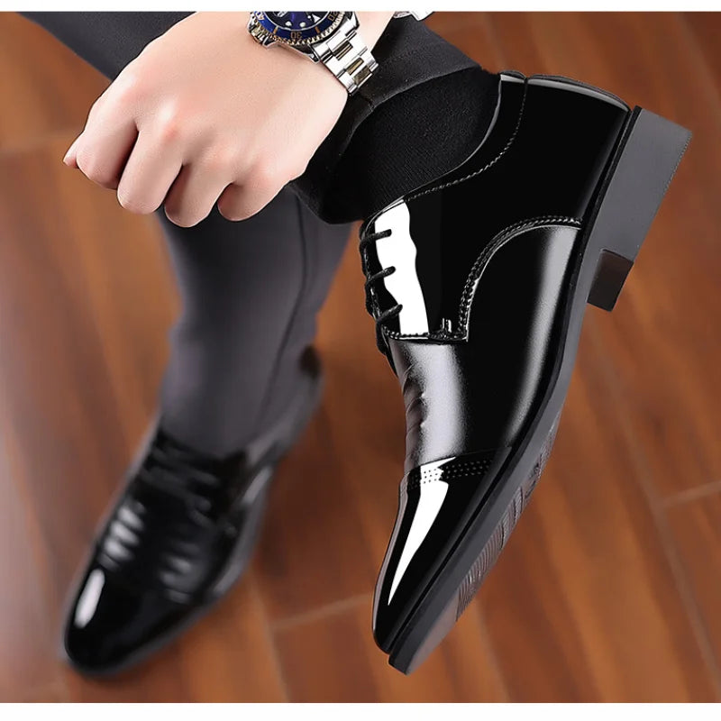 Men Dress Shoes Patent Leather Oxford Shoes