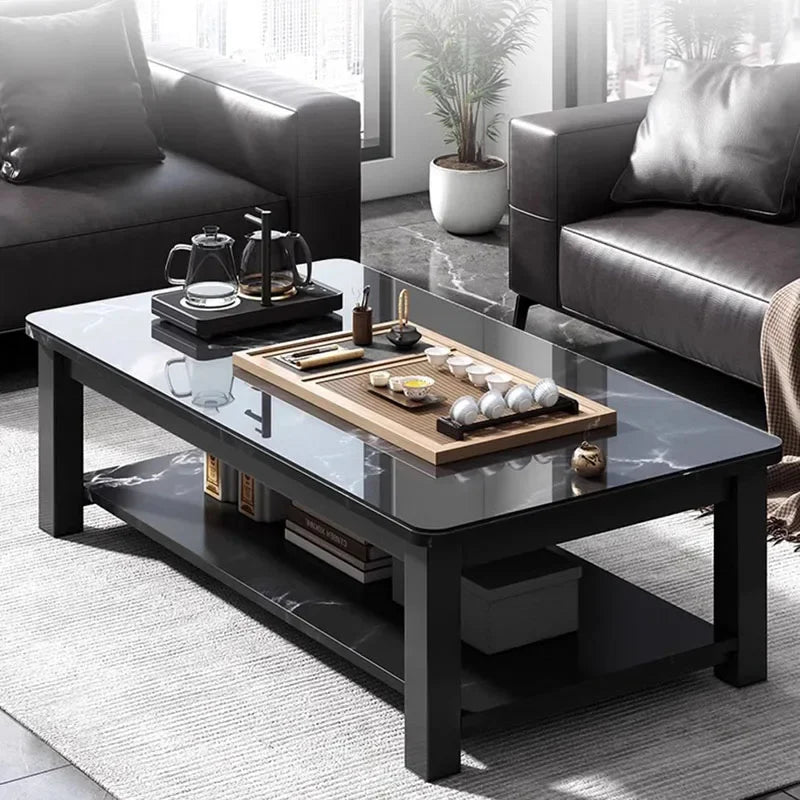 Low Square Black Coffee Table Luxury Modern Design Marble