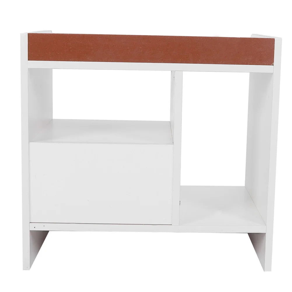 Bedroom Bedside Table Night Stand Cabinet with Drawer Home Storage Organizer (White)