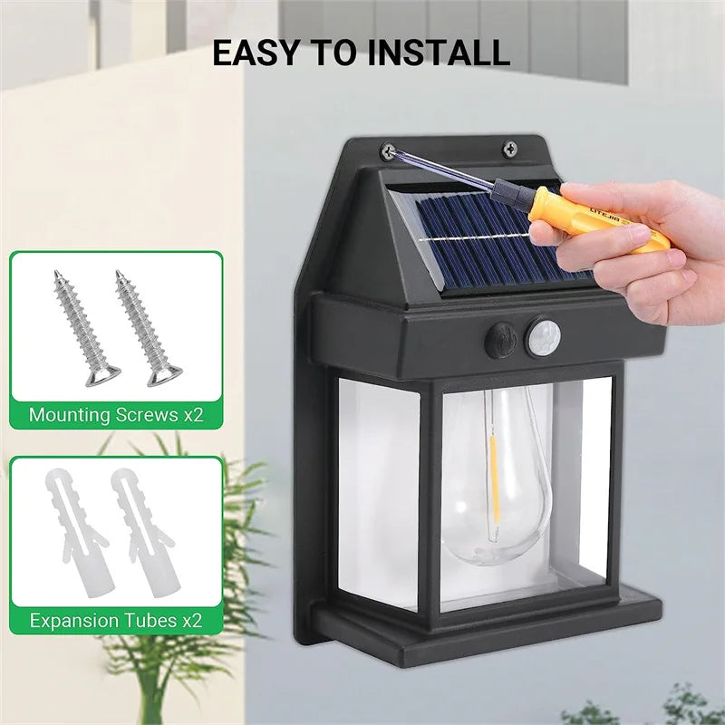 Solar Wall Lights Outdoor Tungsten Waterproof Wireless Motion Sensor Security Lamps Dusk to Dawn Lighting for Garden 1~8PCS