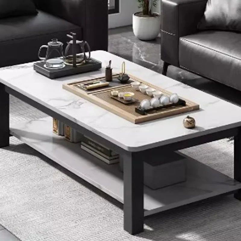 Low Square Black Coffee Table Luxury Modern Design Marble