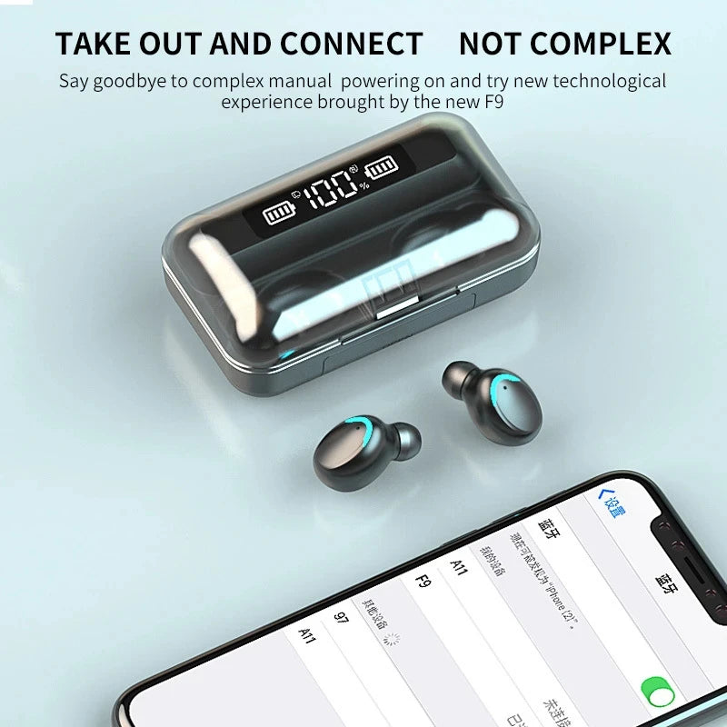 New Wireless Bluetooth Earphone with LED Display Touch Noise™