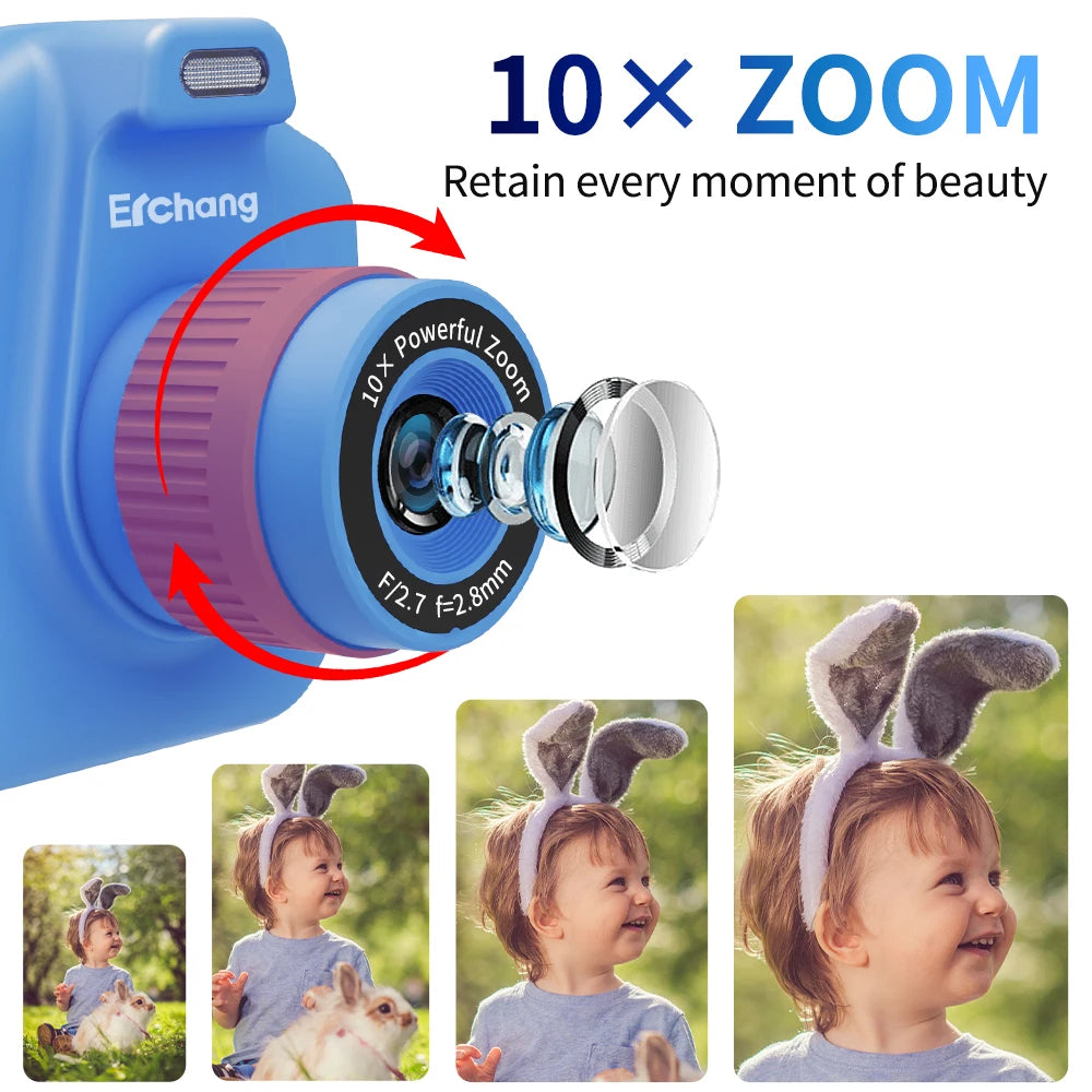 Instant Print Camera 10x Digital Zoom for kids