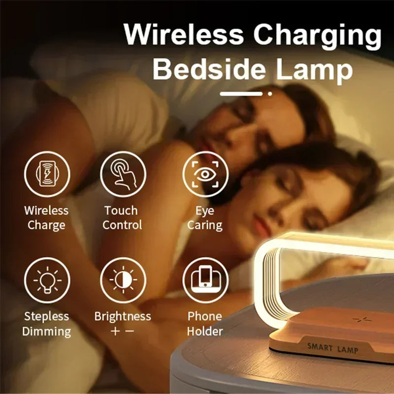 LED Night Light Wireless Charger Stand Table Desk Lamp Mobile Phone Holder Fast Charging