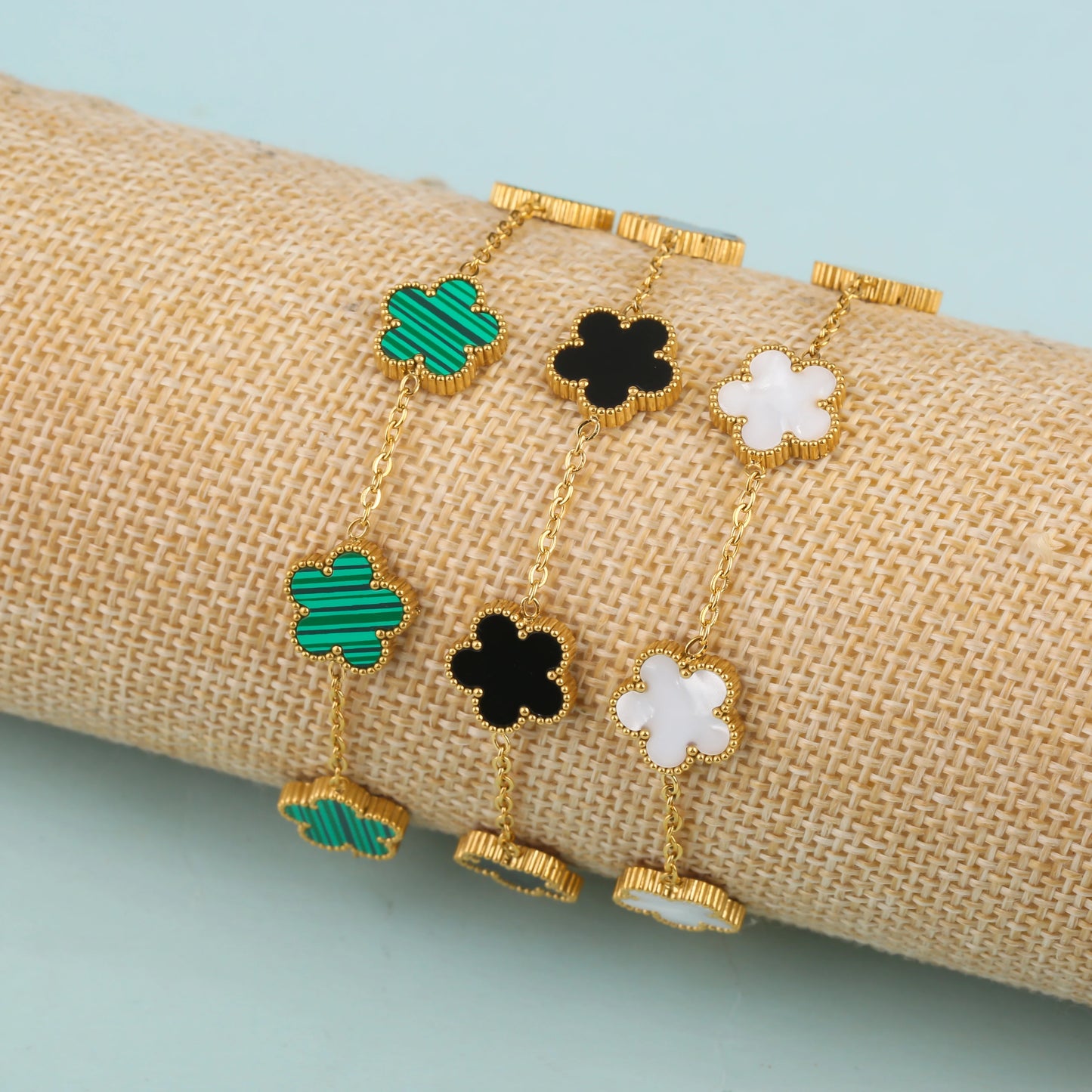 Design Gold Plated Bracelet With Five Leaf Petals Women's Luxury Gifts Clover